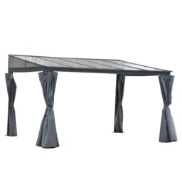 OUTSUNNY Outdoor Pergola Gazebo Party Tent Sun Shelter 4 x 3m with Curtain in Grey - thumbnail 2