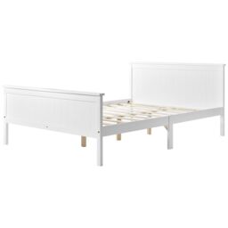 Matteo Wooden Bed Frame with Headboard & Footboard, Pine Wood Bed in Off-White - Size: Single - thumbnail 5