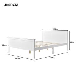 Matteo Wooden Bed Frame with Headboard & Footboard, Pine Wood Bed in Off-White - Size: Single - thumbnail 4