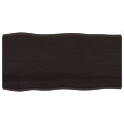 Berkfield Home Table Top Dark Grey 100x50x(2-4) cm Treated Solid Wood Live Edge in Dark Brown - thumbnail 3