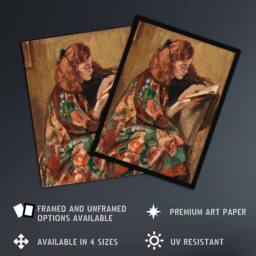 "Artery8 Magnus Enckell Portrait of Reading Framed Wall Art Print in Brown - Size: W12"" x H16""" - thumbnail 2
