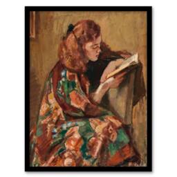 "Artery8 Magnus Enckell Portrait of Reading Framed Wall Art Print in Brown - Size: W12"" x H16""" - thumbnail 1