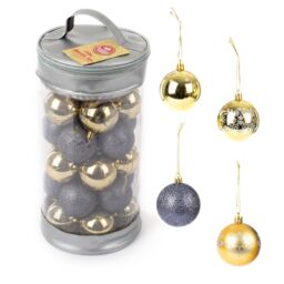 Christmas Village 30PC Classic Christmas Bauble Set - 6cm in Metallic Gold - thumbnail 2