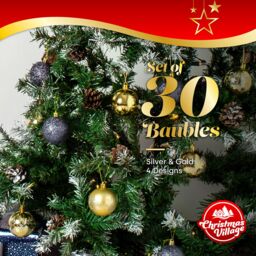 Christmas Village 30PC Classic Christmas Bauble Set - 6cm in Metallic Gold - thumbnail 3