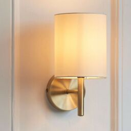 Loops 2 PACK Dimmable LED Wall Light Antique Brass & Cream Shade Modern Lamp Lighting in Metallics - thumbnail 4