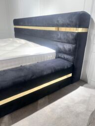 HOB Furniture The Aruba Bed, Luxury French Velvet, Black - Size: Double - thumbnail 3