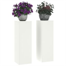 Berkfield Home Outdoor Plant Stands Pillar 2 pcs White 24x24x75 cm Steel - Size: 24 x 24 x 75 cm - thumbnail 3