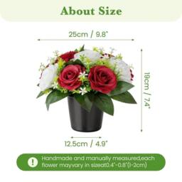 SPETLEK 2 Pack Artificial Grave Flowers Silk Cemetery Floral red - Size: 0.6m2 - thumbnail 2