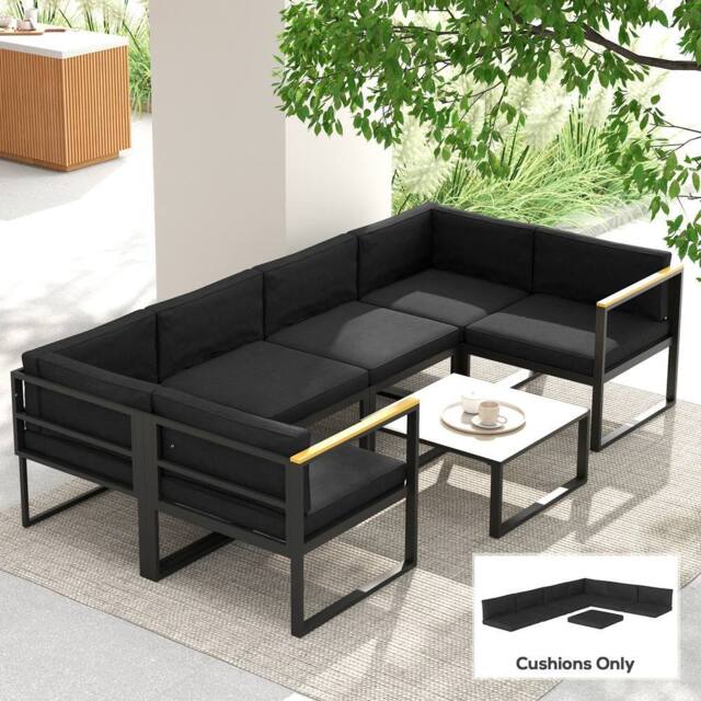 OUTSUNNY Replacement Cushions for Outdoor Furniture Garden Seat Cushion Pad in Black - image 1