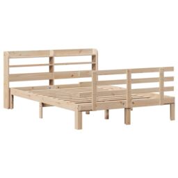Berkfield Home Bed Frame with Headboard without Mattress 135x190 cm Double in Brown - thumbnail 3