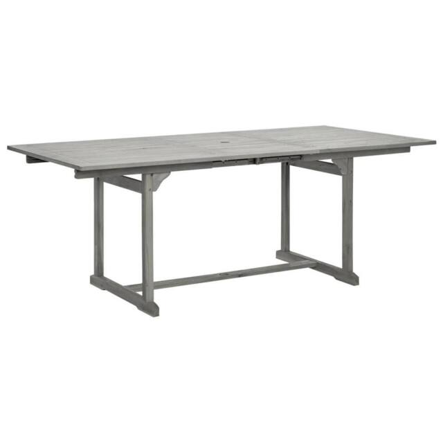 Berkfield Home Garden Dining Table (150-200)x100x75 cm Solid Acacia Wood in Grey - image 1