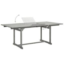 Berkfield Home Garden Dining Table (150-200)x100x75 cm Solid Acacia Wood in Grey - thumbnail 4