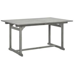Berkfield Home Garden Dining Table (150-200)x100x75 cm Solid Acacia Wood in Grey - thumbnail 3