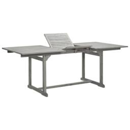 Berkfield Home Garden Dining Table (150-200)x100x75 cm Solid Acacia Wood in Grey - thumbnail 2