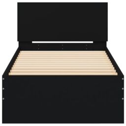 Berkfield Home Bed Frame without Mattress with Headboard Black 90x200 cm - thumbnail 5