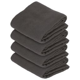 Nicola Spring Deluxe 100% Cotton Tea Towel Absorbent Kitchen Dish Cloth Drying Towels - 60cm x 40cm - Pack of 4 in Charcoal - thumbnail 1