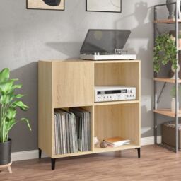 Berkfield Home Record Cabinet Sonoma Oak 84.5x38x89 cm Engineered Wood in Brown