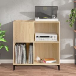 Berkfield Home Record Cabinet Sonoma Oak 84.5x38x89 cm Engineered Wood in Brown - thumbnail 3