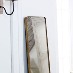 Melody Maison Tall Brushed Gold Thin Framed Wall Mirror / Leaner Mirror 42cm X 156cm - Size: 42 cm X 156 cm - thumbnail 6