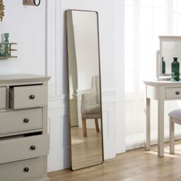 Melody Maison Tall Brushed Gold Thin Framed Wall Mirror / Leaner Mirror 42cm X 156cm - Size: 42 cm X 156 cm - thumbnail 3