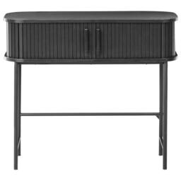 Wyld and Coco Retro Console Table Black MDF and Metal 80 x 30 cm Sliding Cabinet - thumbnail 5