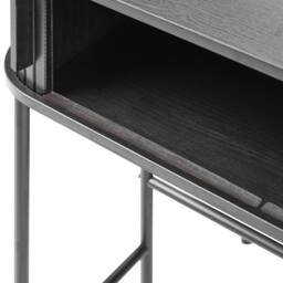 Wyld and Coco Retro Console Table Black MDF and Metal 80 x 30 cm Sliding Cabinet - thumbnail 7