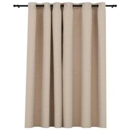 Berkfield Home Linen-Look Blackout Curtain with Grommets Beige 290x245cm - Size: 290x245 cm