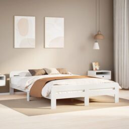 Berkfield Home Bed Frame without Mattress White 150x200 cm King Size Solid Wood Pine - thumbnail 1
