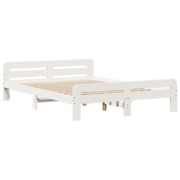 Berkfield Home Bed Frame without Mattress White 150x200 cm King Size Solid Wood Pine - thumbnail 3