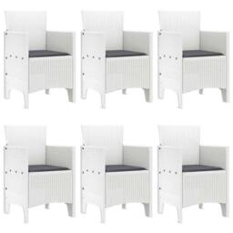 Berkfield Home White 7 Piece Garden Dining Set with Cushions White Poly Rattan - thumbnail 4