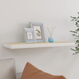 Berkfield Home Floating Wall Shelf Oak & White 80x23.5x3.8 cm MDF in Brown