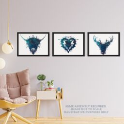 Artery8 A4 Wall Art & Frame Set of 3 Ink Splat Thistle Heart Hairy Coo Stag - thumbnail 2
