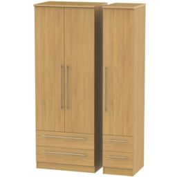 Ready Assembled 2 U Carlton Tall Triple 2 Drawer + Drawer Wardrobe (Ready Assembled) in Natural - thumbnail 2