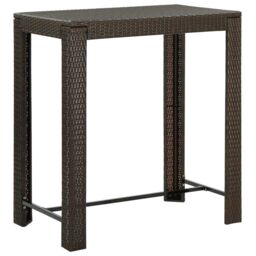 Berkfield Home Garden Bar Table Brown 100x60.5x110.5 cm Poly Rattan - thumbnail 1