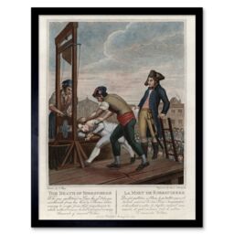 "Artery8 Wall Art Print The Death of Robespierre Guillotine Execution French Revolution Vintage Art Framed in Brown - Size: W12"" x H16""" - thumbnail 1