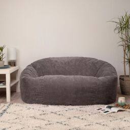 icon Soul Giant Corduroy Bean Bag Charcoal Grey 2-Seater Bean Bag Chair - thumbnail 3