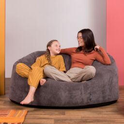 icon Soul Giant Corduroy Bean Bag Charcoal Grey 2-Seater Bean Bag Chair - thumbnail 2