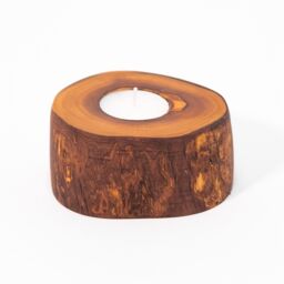 Verano Spanish Ceramics Olive Wood Natural Grained Set of 2 Rustic Tea Light Holders (D) 9cm - thumbnail 3