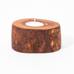 Verano Spanish Ceramics Olive Wood Natural Grained Set of 2 Rustic Tea Light Holders (D) 9cm - thumbnail 2