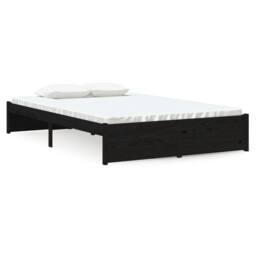 Berkfield Home Bed Frame Black Solid Wood 120x190 cm Small Double