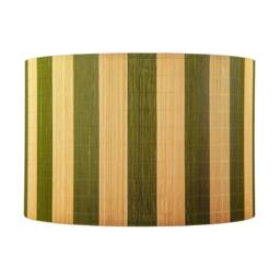 Happy Homewares Chic Natural Brown Bamboo Lamp Shade with Garden Olive Green Stripes - Size: 10 inches - thumbnail 4