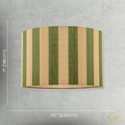 Happy Homewares Chic Natural Brown Bamboo Lamp Shade with Garden Olive Green Stripes - Size: 10 inches - thumbnail 7