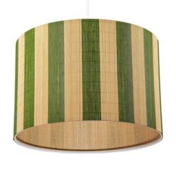 Happy Homewares Chic Natural Brown Bamboo Lamp Shade with Garden Olive Green Stripes - Size: 10 inches - thumbnail 5