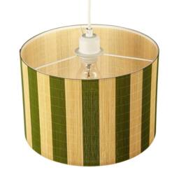 Happy Homewares Chic Natural Brown Bamboo Lamp Shade with Garden Olive Green Stripes - Size: 10 inches - thumbnail 3