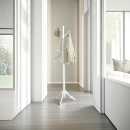 Modcraft Freestanding Wooden Coat Rack with Adjustable Height & 8 Hooks in White - thumbnail 5