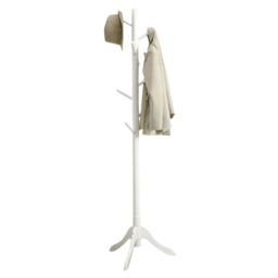 Modcraft Freestanding Wooden Coat Rack with Adjustable Height & 8 Hooks in White - thumbnail 3
