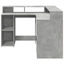 Berkfield Home Desk with LED Lights Concrete Grey 130x130x91 cm Engineered Wood - Size: 130 x 130 x 91 cm - thumbnail 6
