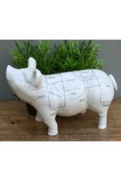KDMD Ceramic Pig Ornament 32cm in Off-White - thumbnail 4