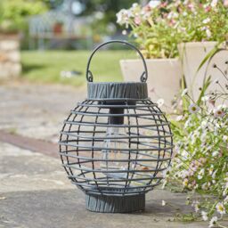 mysmartbuy Solar Powered Terra Lantern - 5 Lumen Rattan Outdoor Garden LED Light in Grey - thumbnail 2