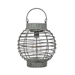 mysmartbuy Solar Powered Terra Lantern - 5 Lumen Rattan Outdoor Garden LED Light in Grey - thumbnail 3